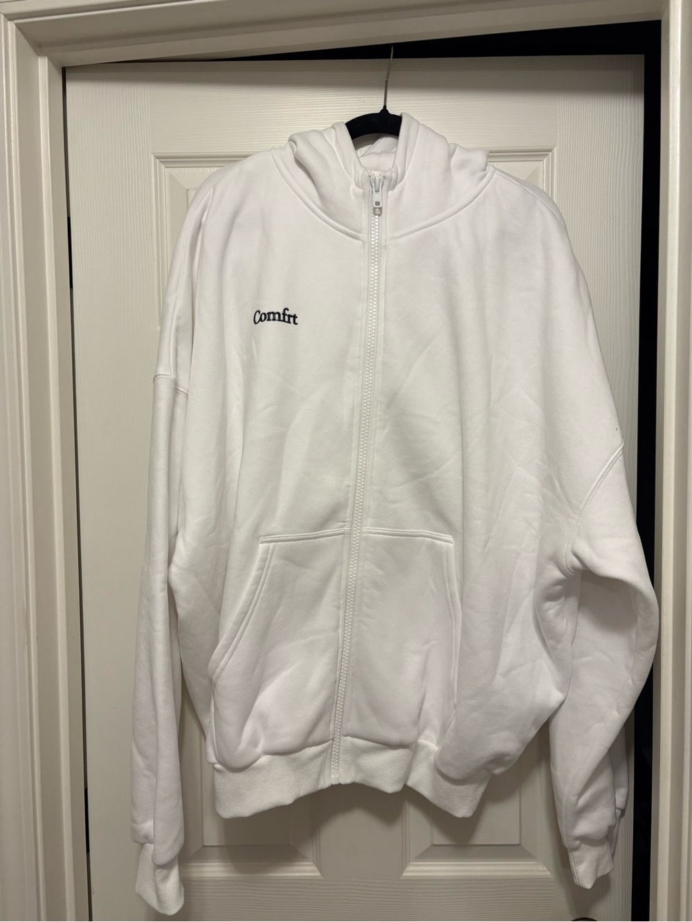 NWOT COMFRT White‑Large UNISEX Zip Performance Hoodie Jacket- NWOT Never worn